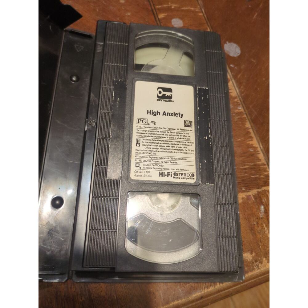 High Anxiety (VHS, 1978/88 Key Video) Mel Brooks, Madeline Kahn